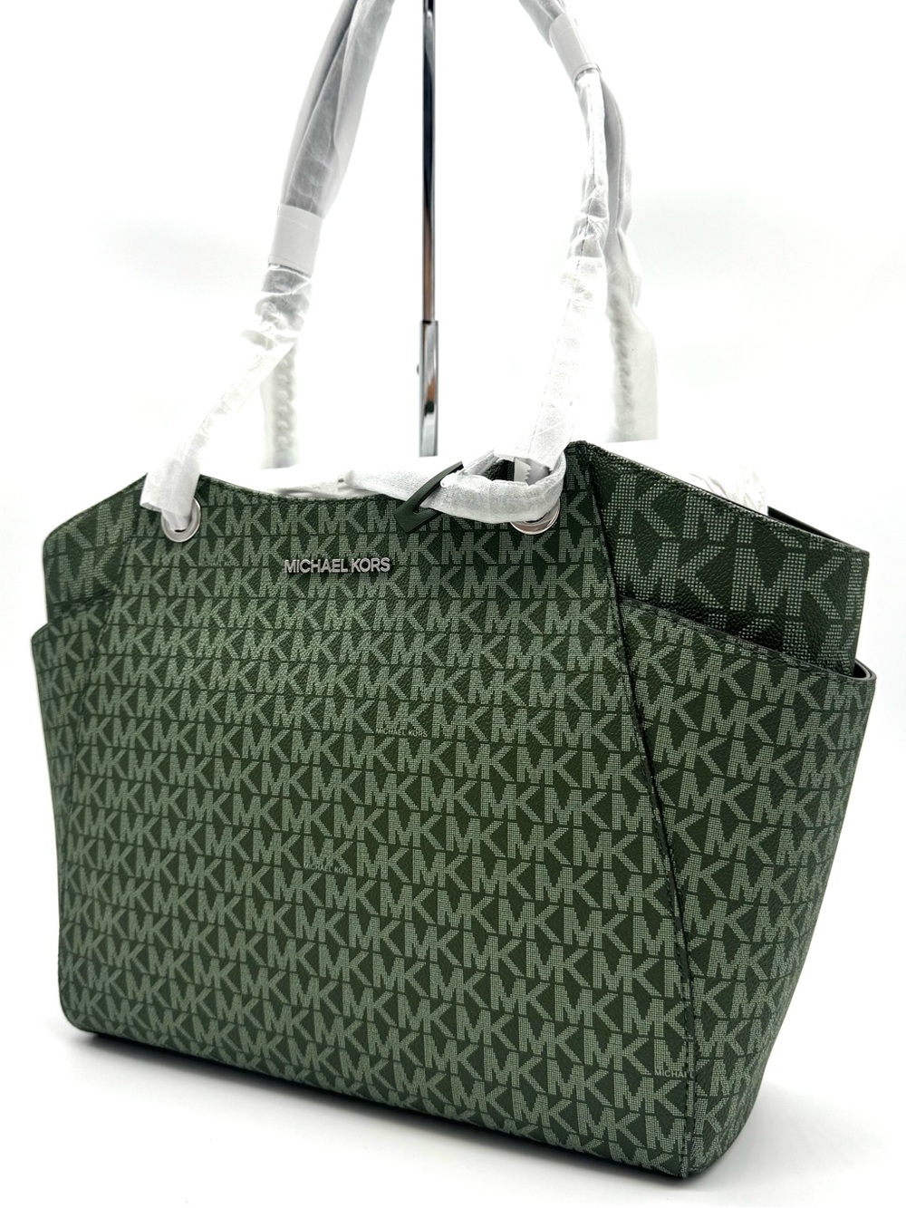 Michael Kors Jet Set Large Signature Logo Shoulder Bag - Amazon Green
